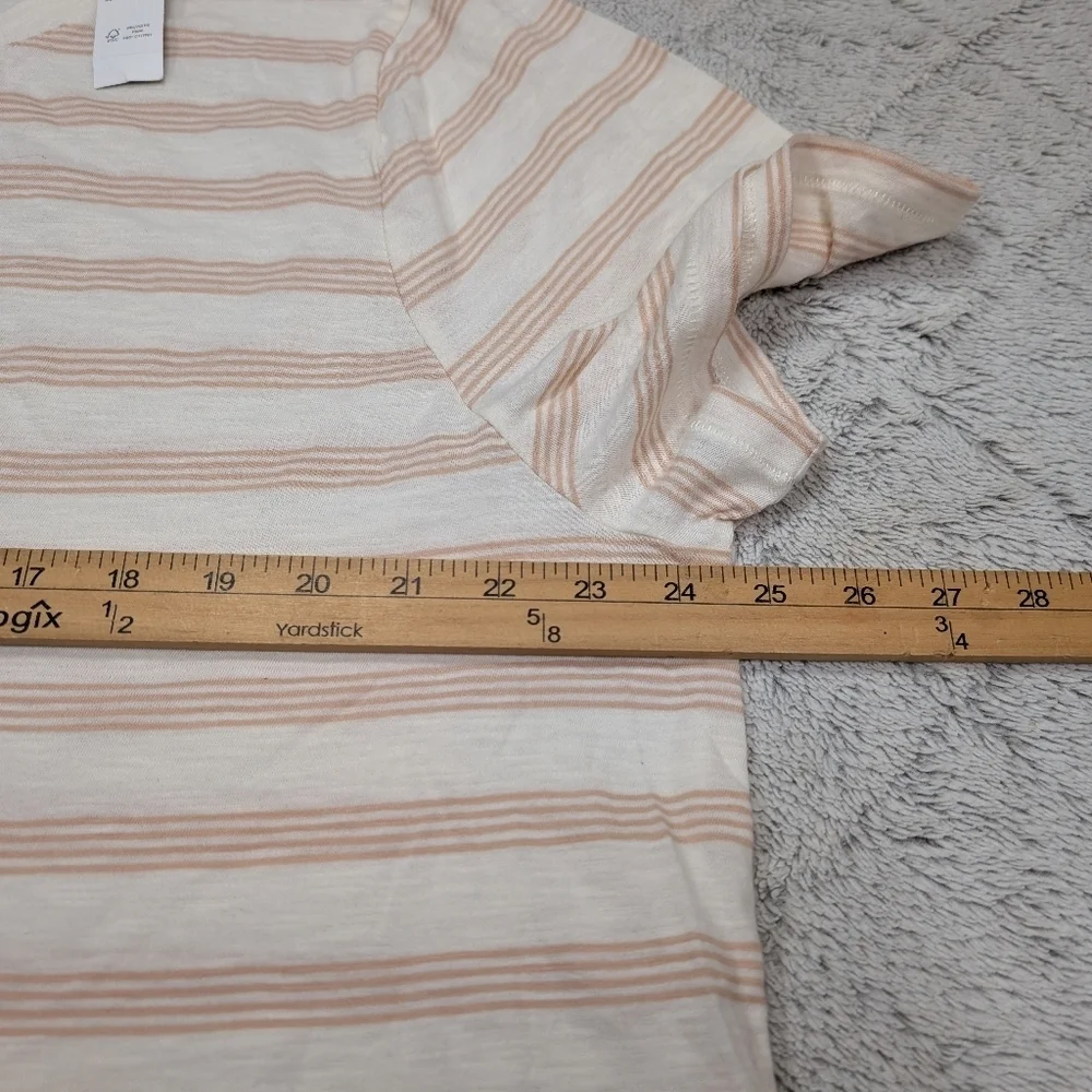 J. Crew Shirt Womens 3X White Beige Stripe Vintage Cotton Crewneck Tee Casual